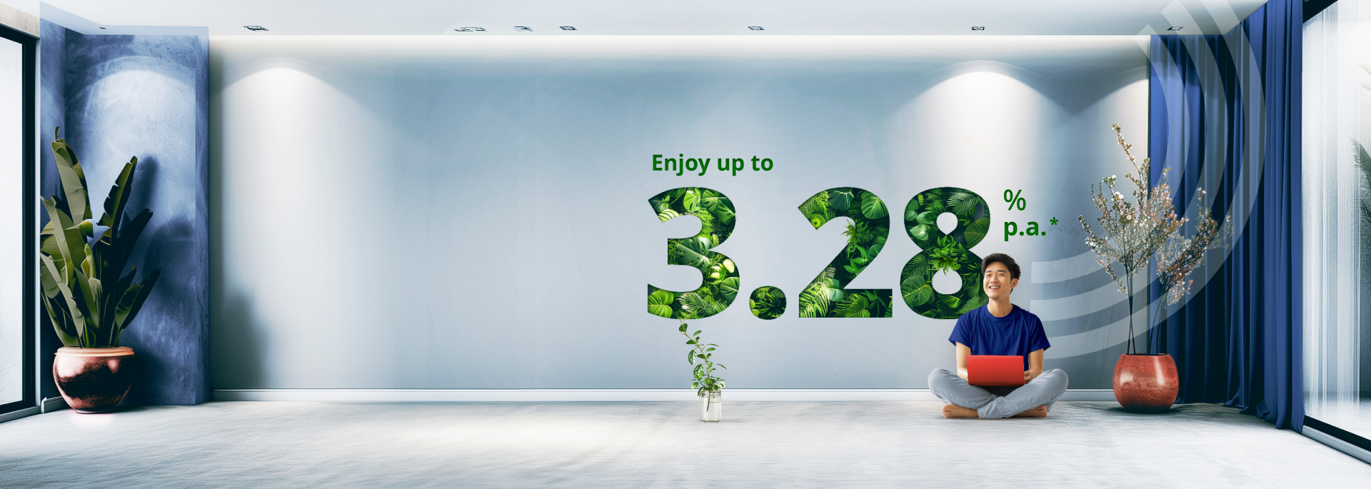 Enjoy up to 3.28p.a. savings interest with iSavings Account